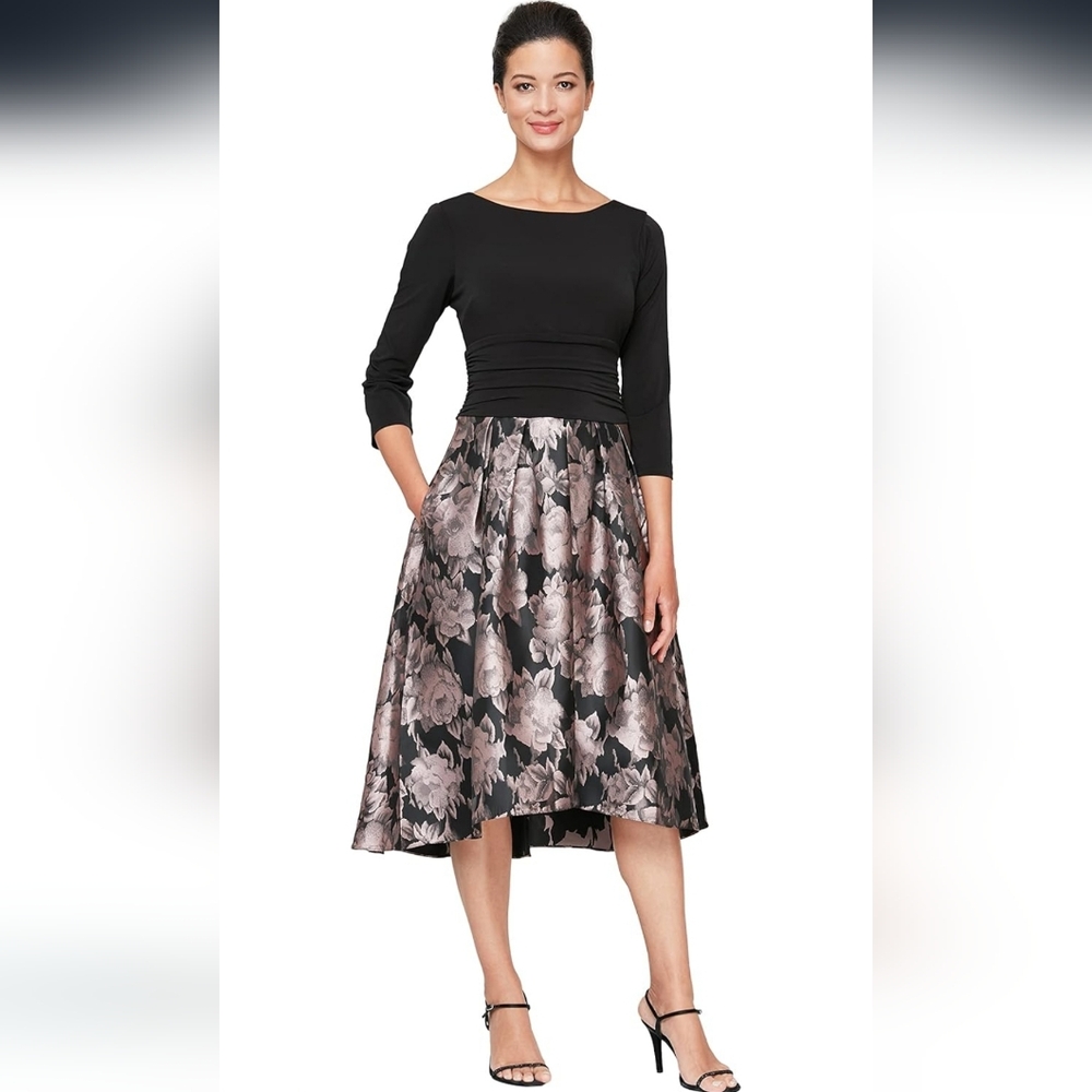 SLNY Black Floral Dress